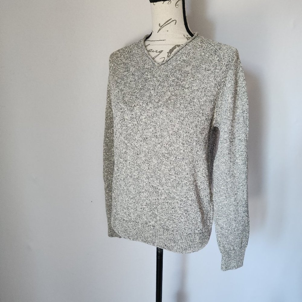 NWoT Gran Sasso Made in Italy V-Neck Sweater Pullover Cotton Linen Grey Sz.48